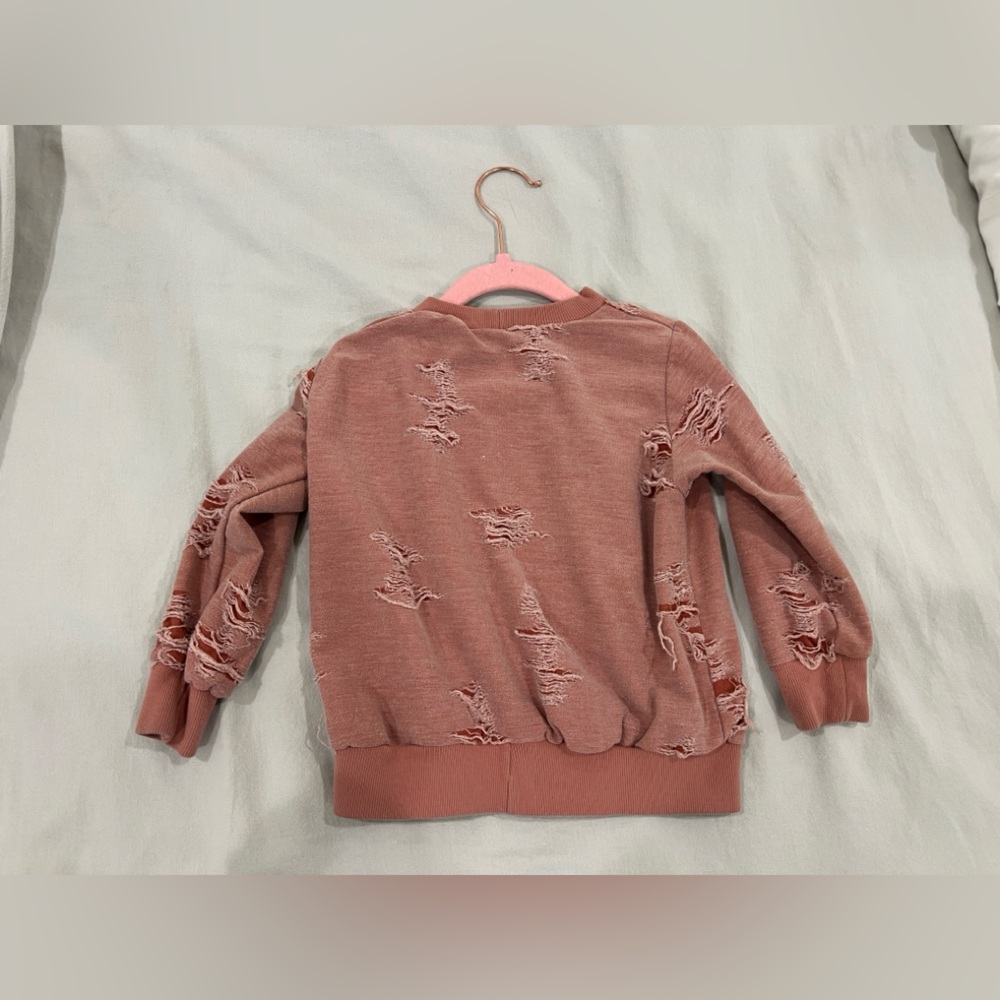 Hand Sewn Distressed Pink Sweater - Picture 2 of 2